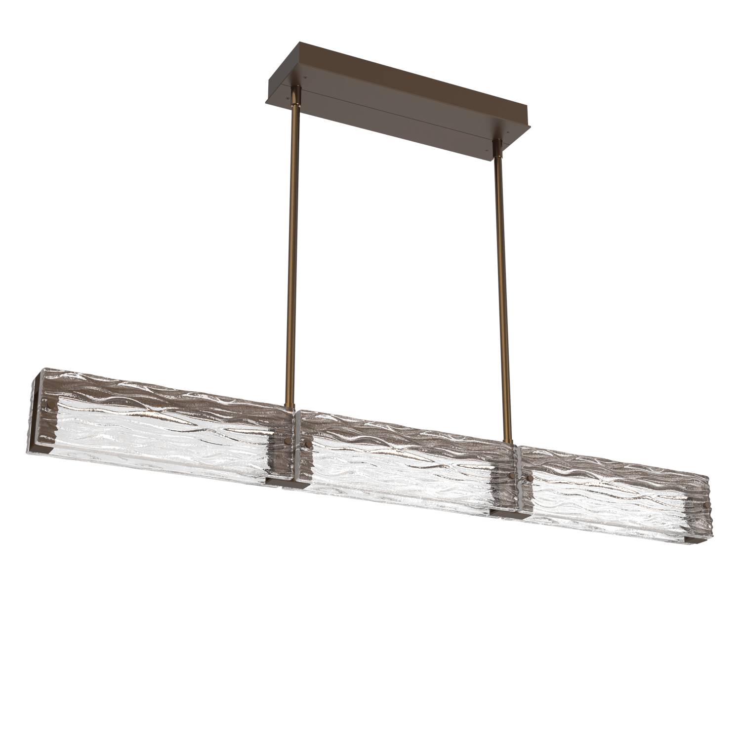 PLB0090-43-FB-TT-Hammerton-Studio-Tabulo-43-inch-linear-chandelier-with-flat-bronze-finish-and-clear-tidal-cast-glass-shade-and-LED-lamping