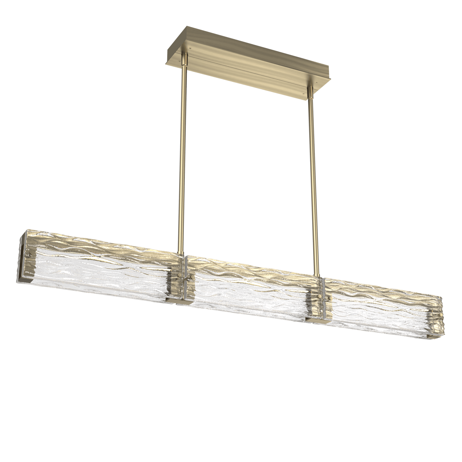 PLB0090-43-HB-TT-Hammerton-Studio-Tabulo-43-inch-linear-chandelier-with-heritage-brass-finish-and-clear-tidal-cast-glass-shade-and-LED-lamping