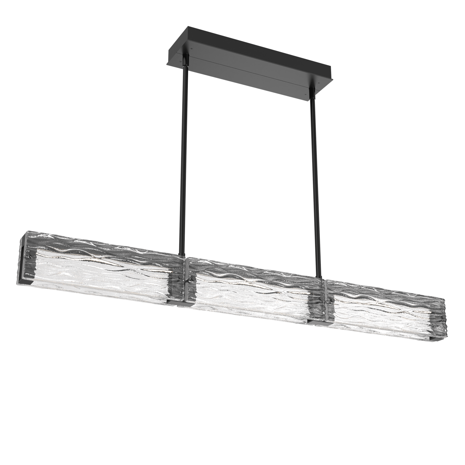 PLB0090-43-MB-TT-Hammerton-Studio-Tabulo-43-inch-linear-chandelier-with-matte-black-finish-and-clear-tidal-cast-glass-shade-and-LED-lamping
