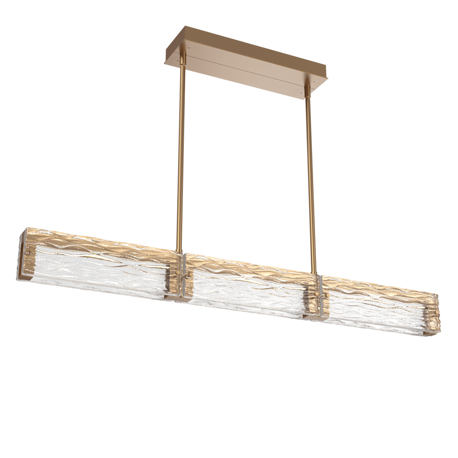 PLB0090-43-NB-TT-Hammerton-Studio-Tabulo-43-inch-linear-chandelier-with-novel-brass-finish-and-clear-tidal-cast-glass-shade-and-LED-lamping