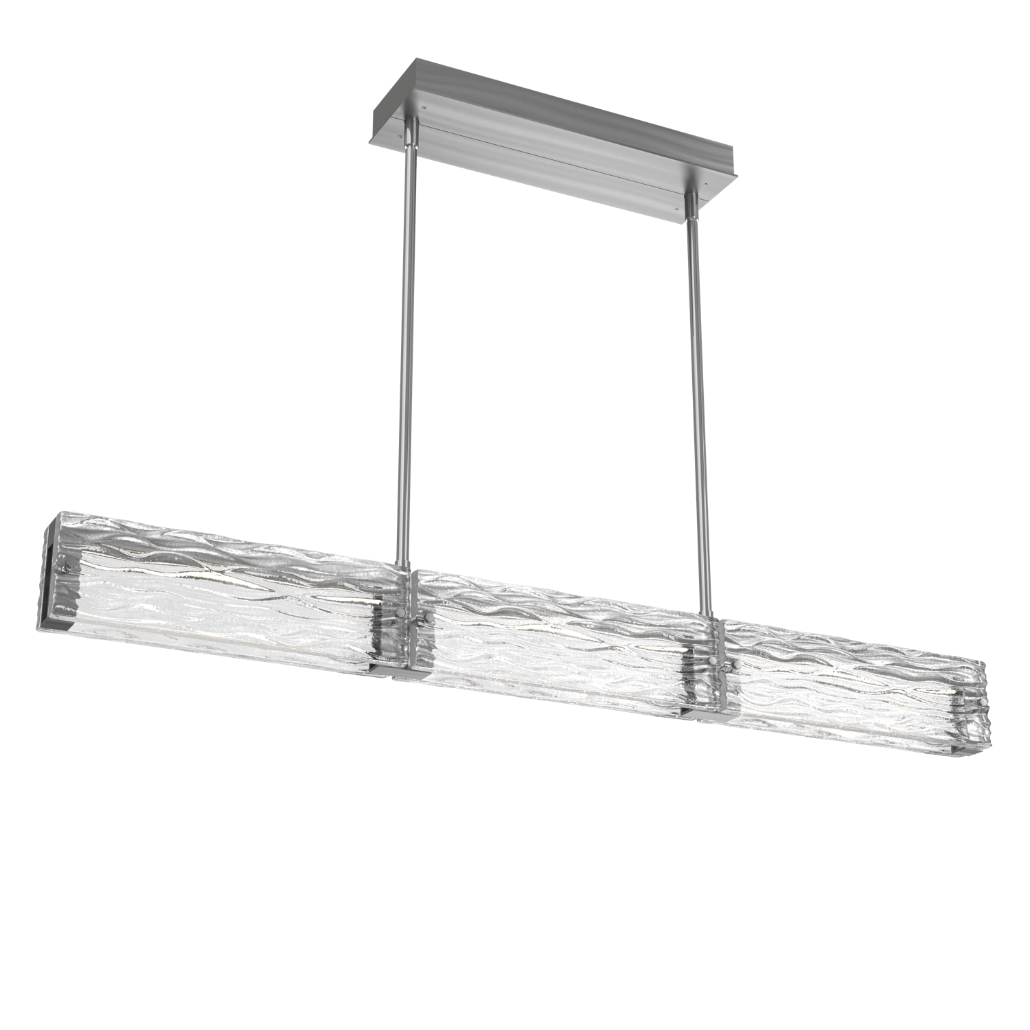 PLB0090-43-SN-TT-Hammerton-Studio-Tabulo-43-inch-linear-chandelier-with-satin-nickel-finish-and-clear-tidal-cast-glass-shade-and-LED-lamping