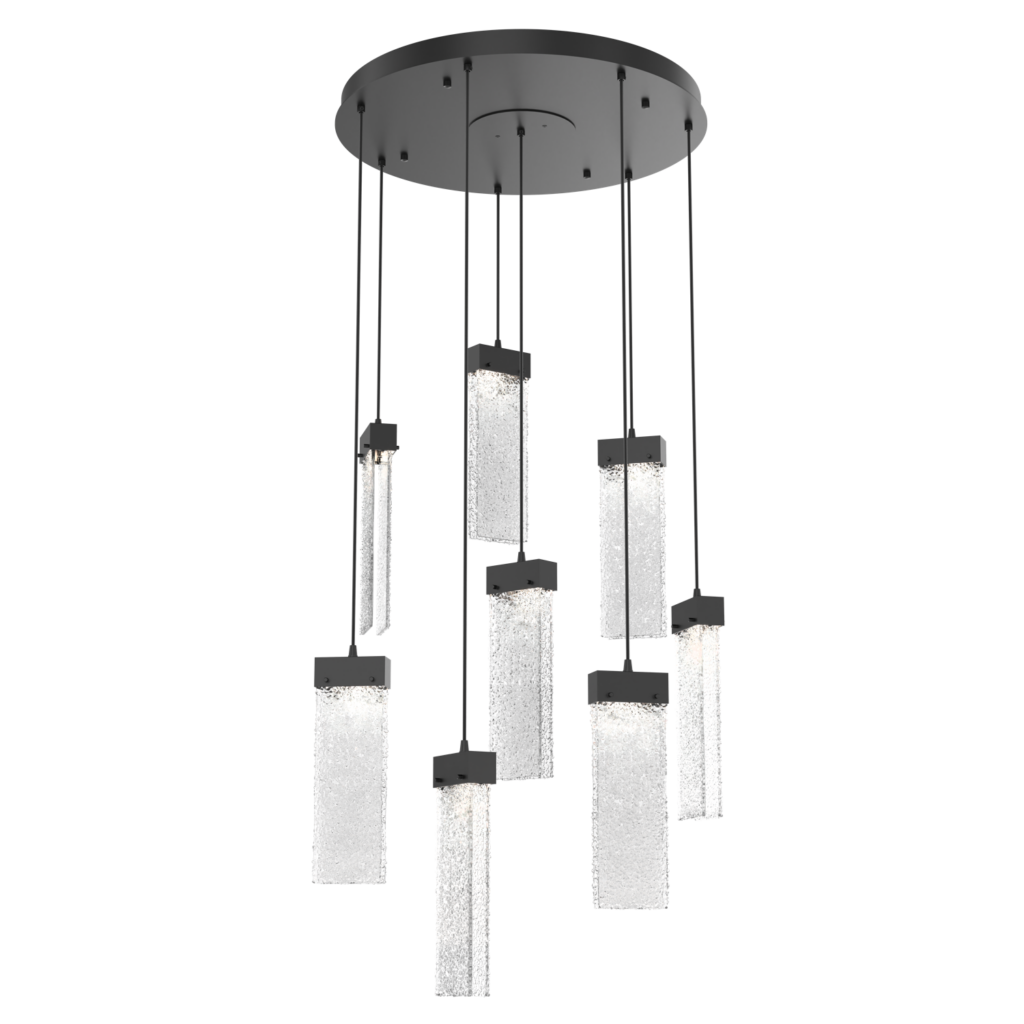 CHB0042-08-MB-CR-Hammerton-Studio-Parallel-8-light-round-pendant-chandelier-with-matte-black-finish-and-crackled-rimelight-glass-shades-and-LED-lamping