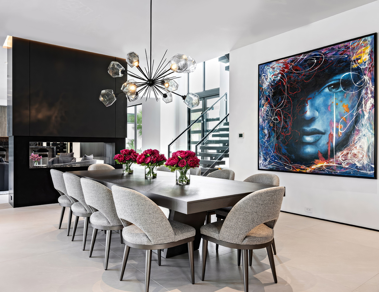 Gem Oval Starburst Chandelier | St. Amour Interior Design, Ron Rosenzweig Photo