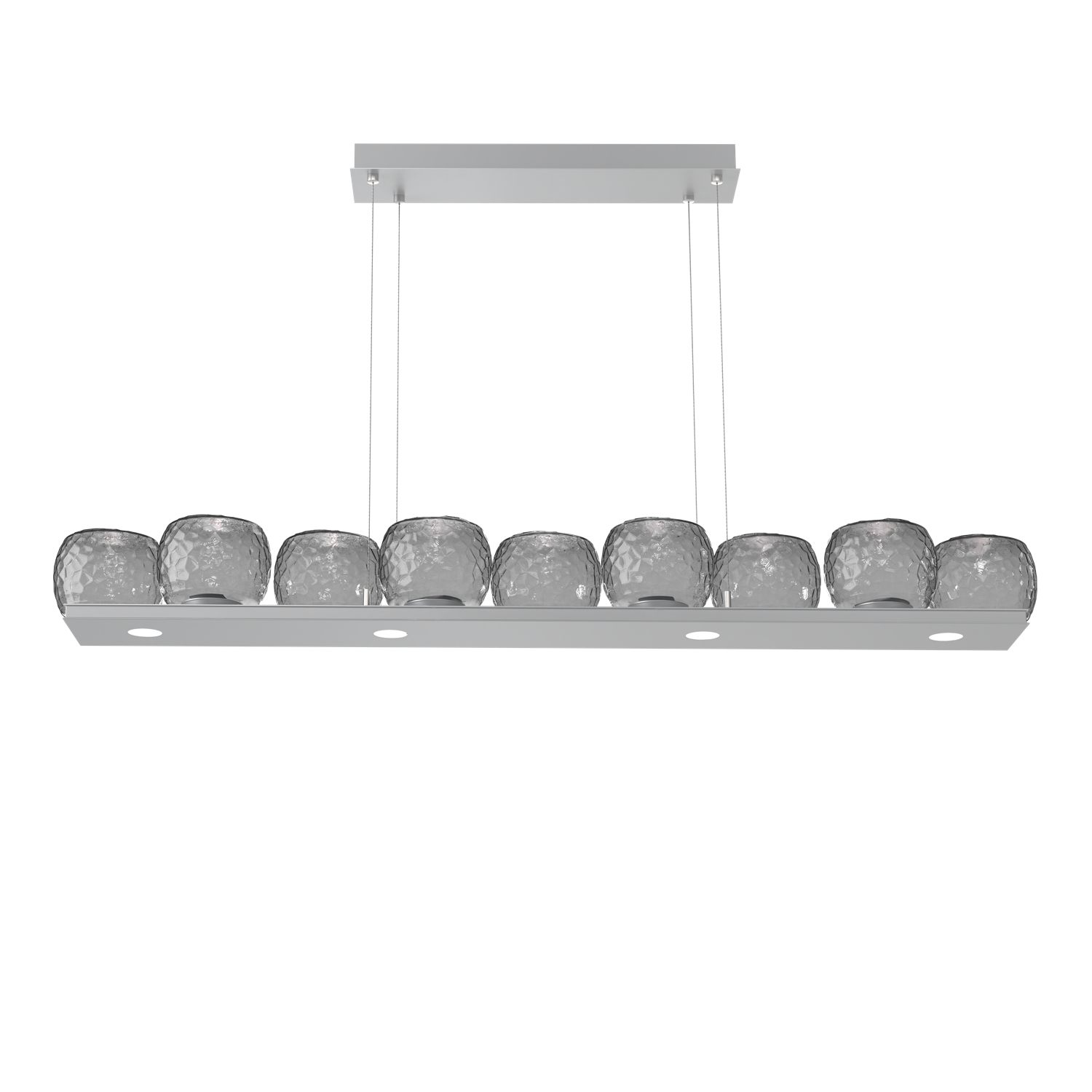 PLB0091-0C-CS-S-Hammerton-Studio-Vessel-59-inch-linear-chandelier-with-classic-silver-finish-and-smoke-blown-glass-shades-and-LED-lamping