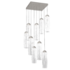 CHB0056-09-BS-LC-Hammerton-Studio-Ledgestone-9-light-square-pendant-chandelier-with-beige-silver-finish-and-clear-rectangular-blown-glass-shades-and-LED-lamping