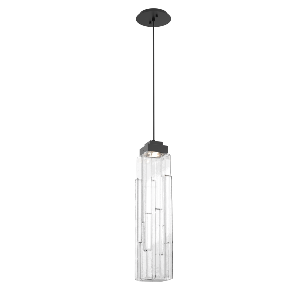 LAB0056-01-MB-LC-Hammerton-Studio-Ledgestone-pendant-light-with-matte-black-finish-and-clear-rectangular-blown-glass-shades-and-LED-lamping