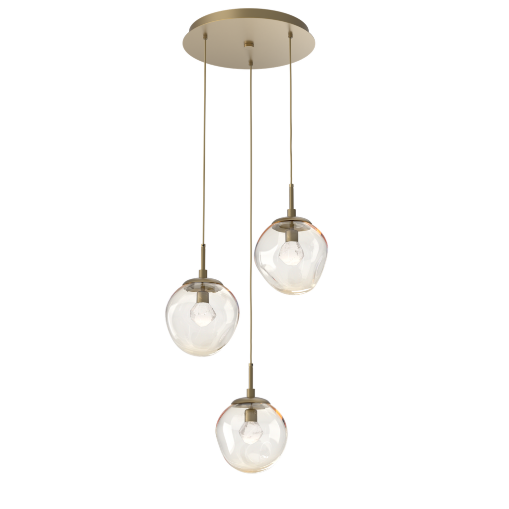 CHB0066-03-GB-ZA-Hammerton-Studio-Nebula-Aster-3-light-round-pendant-chandelier-with-gilded-brass-finish-and-amber-blown-glass-with-zircon-clear-cast-glass-diffusers-and-LED-lamping