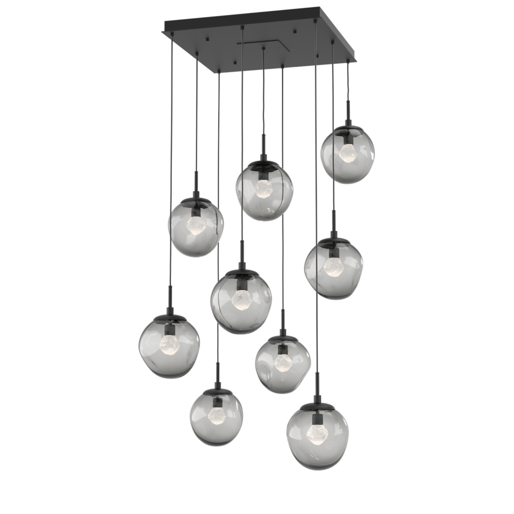 CHB0066-09-MB-ZS-Hammerton-Studio-Nebula-Aster-9-light-square-pendant-chandelier-with-matte-black-finish-and-smoke-blown-glass-with-zircon-clear-cast-glass-diffusers-and-LED-lamping