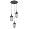 CHB0067-03-MB-FS-Hammerton-Studio-Nebula-Meteo-3-light-round-pendant-chandelier-with-matte-black-finish-and-smoke-blown-glass-with-floret-clear-cast-glass-diffusers-and-LED-lamping