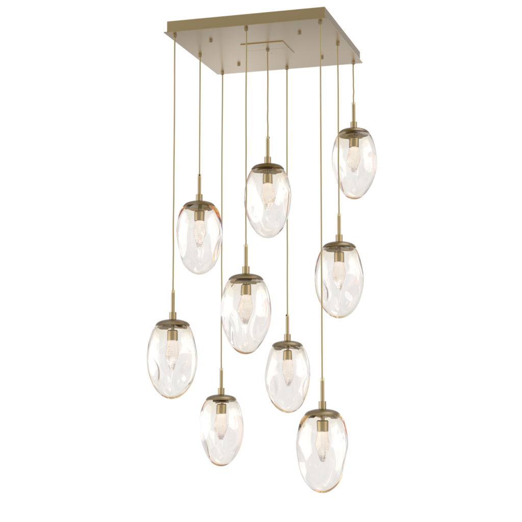 CHB0067-09-GB-GA-Hammerton-Studio-Nebula-Meteo-9-light-square-pendant-chandelier-with-gilded-brass-finish-and-amber-blown-glass-with-geo-clear-cast-glass-diffusers-and-LED-lamping