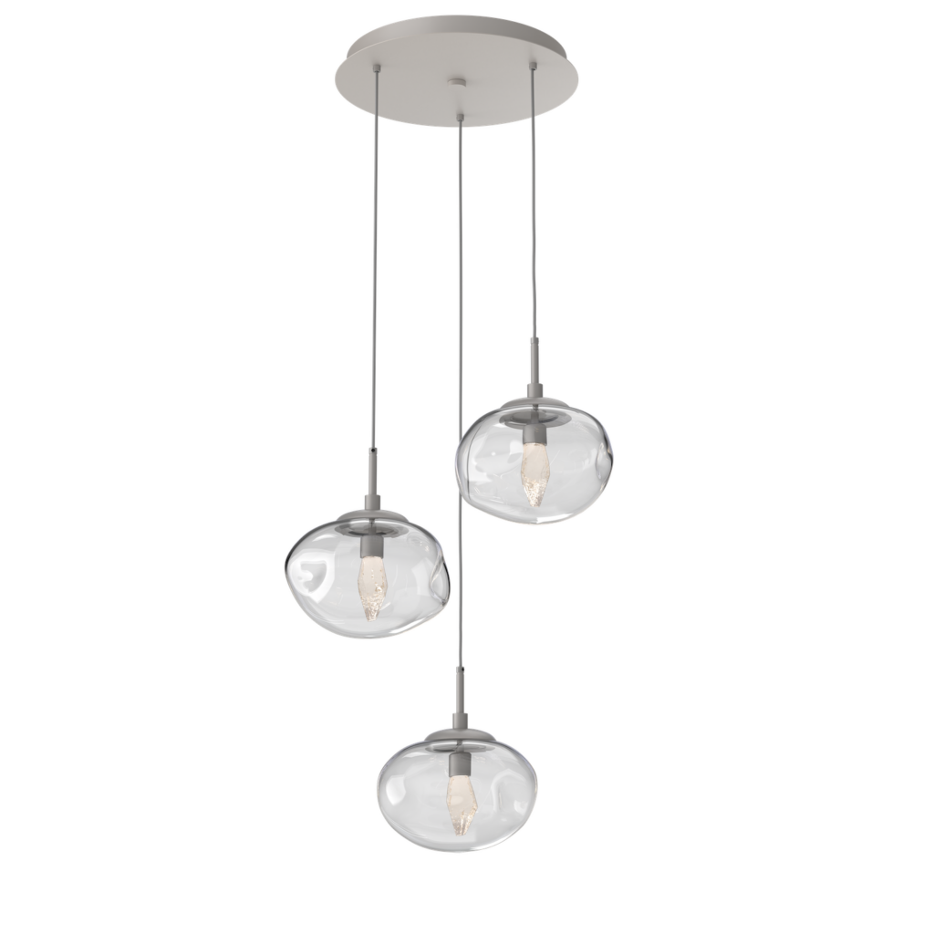 CHB0068-03-BS-GC-Hammerton-Studio-Nebula-Nova-3-light-round-pendant-chandelier-with-beige-silver-finish-and-clear-blown-glass-with-geo-clear-cast-glass-diffusers-and-LED-lamping