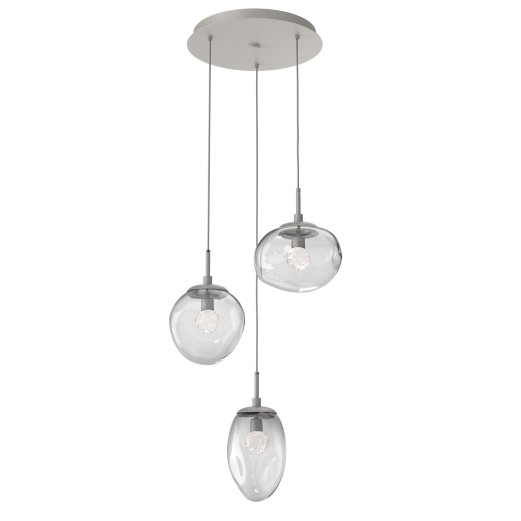 CHB0069-03-BS-FC-Hammerton-Studio-Nebula-Cosmos-3-light-round-pendant-chandelier-with-beige-silver-finish-and-clear-blown-glass-with-floret-clear-cast-glass-diffusers-and-LED-lamping