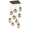 CHB0069-09-FB-GB-Hammerton-Studio-Nebula-Cosmos-9-light-square-pendant-chandelier-with-flat-bronze-finish-and-bronze-blown-glass-with-geo-clear-cast-glass-diffusers-and-LED-lamping