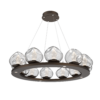 CHB0095-0C-FB-GC-Hammerton-Studio-Luna-12-light-platform-ring-chandelier-with-flat-bronze-finish-and-clear-blown-glass-with-geo-clear-cast-glass-diffusers-and-LED-lamping