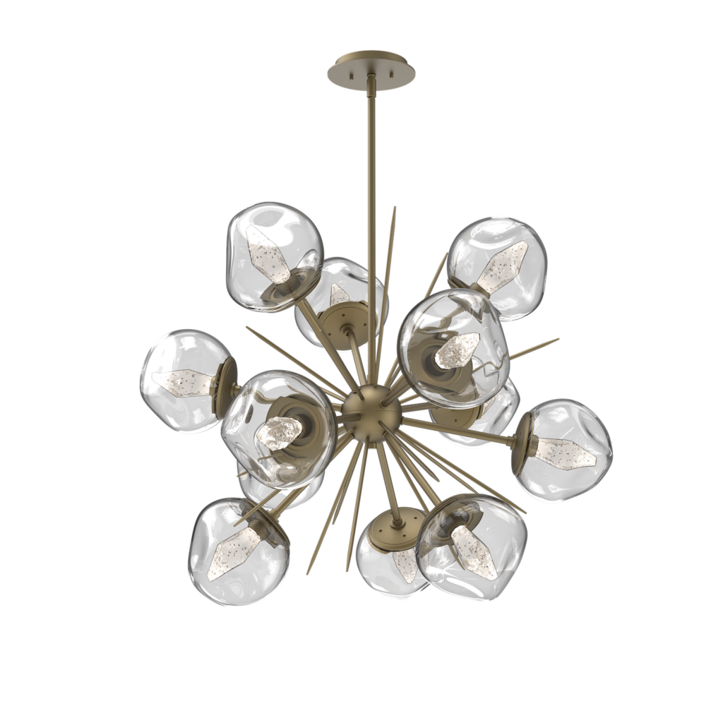 CHB0095-0G-GB-GC-Hammerton-Studio-Luna-36-inch-starburst-chandelier-with-gilded-brass-finish-and-clear-blown-glass-with-geo-clear-cast-glass-diffusers-and-LED-lamping