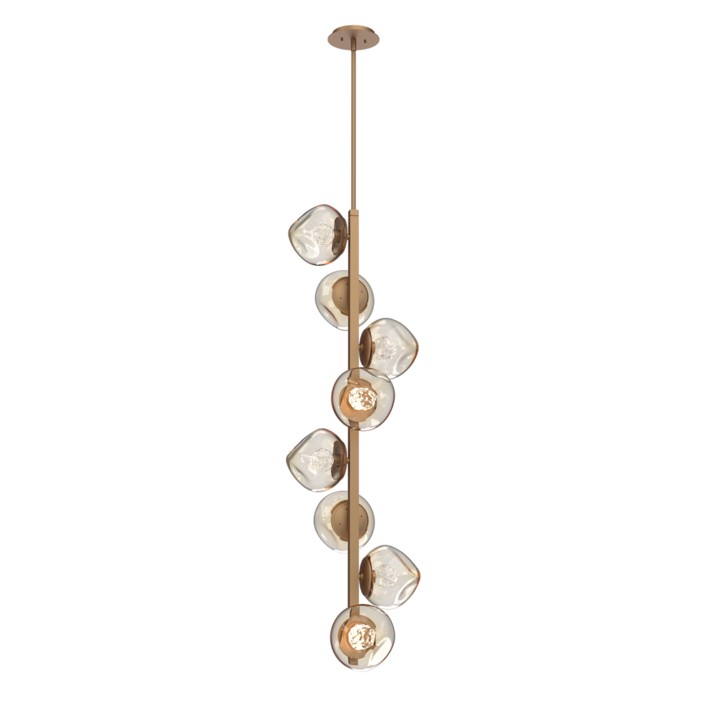 CHB0095-T8-NB-FA-Hammerton-Studio-Luna-8-light-twisted-vine-chandelier-with-novel-brass-finish-and-amber-blown-glass-with-floret-clear-cast-glass-diffusers-and-LED-lamping