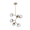 CHB0095-VA-GB-ZC-Hammerton-Studio-Luna-6-light-modern-vine-chandelier-with-gilded-brass-finish-and-clear-blown-glass-with-zircon-clear-cast-glass-diffusers-and-LED-lamping