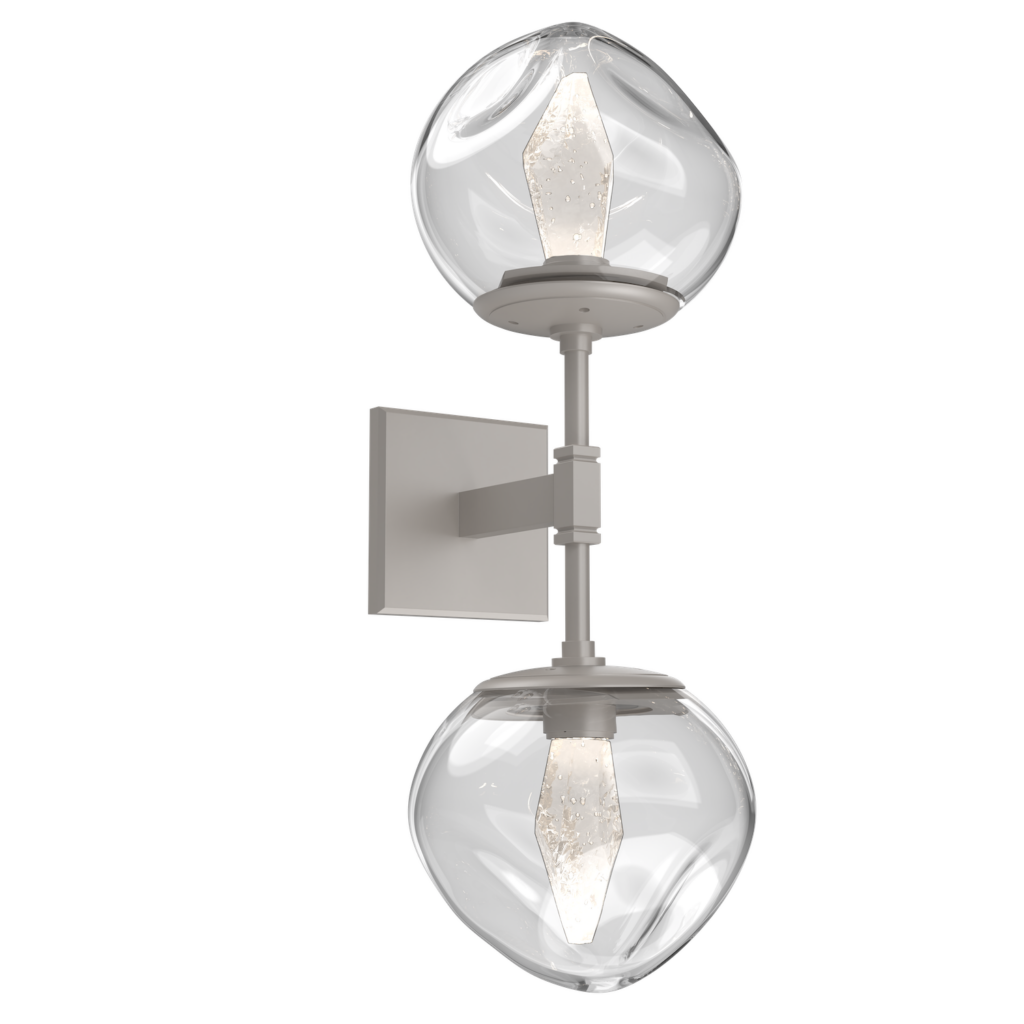 IDB0095-02-BS-GC-Hammerton-Studio-Luna-double-wall-sconce-with-beige-silver-finish-and-clear-blown-glass-with-geo-clear-cast-glass-diffusers-and-LED-lamping