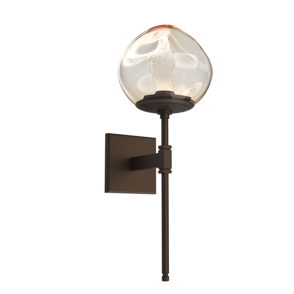 IDB0095-03-FB-GA-Hammerton-Studio-Luna-belvedere-wall-sconce-with-flat-bronze-finish-and-amber-blown-glass-with-geo-clear-cast-glass-diffusers-and-LED-lamping