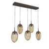 PLB0063-05-FB-B-Hammerton-Studio-Nebula-Meteo-5-light-linear-pendant-chandelier-with-flat-bronze-finish-and-bronze-blown-glass-shades-and-incandescent-lamping