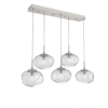 PLB0068-05-BS-FC-Hammerton-Studio-Nebula-Nova-5-light-linear-pendant-chandelier-with-beige-silver-finish-and-clear-blown-glass-with-floret-clear-cast-glass-diffusers-and-LED-lamping