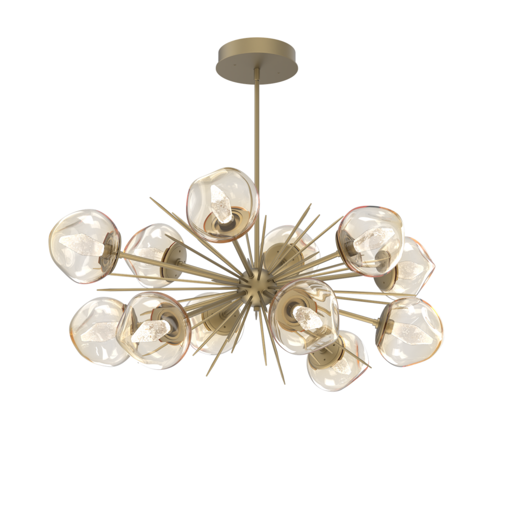 PLB0095-0D-GB-GA-Hammerton-Studio-Luna-43-inch-oval-starburst-chandelier-with-gilded-brass-finish-and-amber-blown-glass-with-geo-clear-cast-glass-diffusers-and-LED-lamping