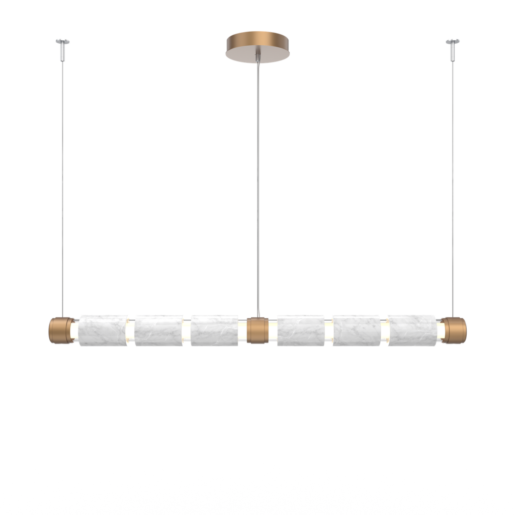 PLB0096-04-NB-0-WM-Hammerton-Studio-Corinth-52-inch-linear-chandelier-with-novel-brass-finish-and-white-marble-stone-accent-and-LED-lamping