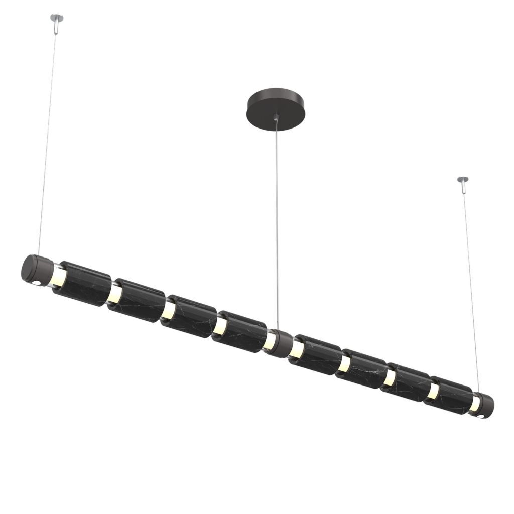 PLB0096-06-GP-0-BM-Hammerton-Studio-Corinth-74-inch-linear-chandelier-with-graphite-finish-and-black-marble-stone-accent-and-LED-lamping-angle