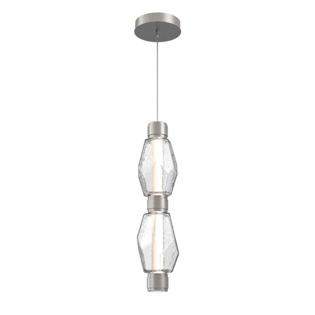 LAB0039-02-BS-C-Hammerton-Studio-Gem-mandrel-pendant-with-beige-silver-finish-and-clear-blown-glass-shades-and-LED-lamping