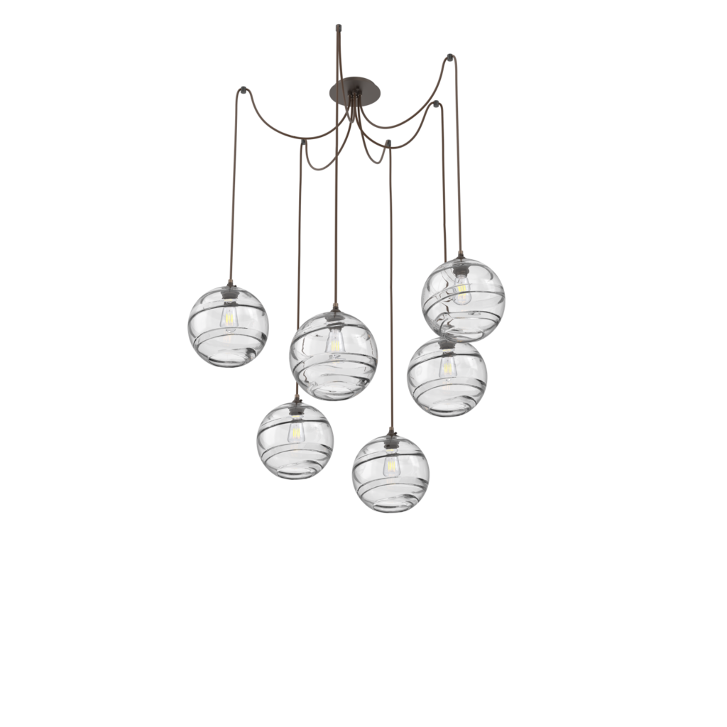 SCB0047-06-FB-C-Hammerton-Studio-Optic-Blown-Glass-Terra-6-light-swag-multi-pendant-chandelier-with-flat-bronze-finish-and-clear-blown-glass-shades-and-LED-lamping