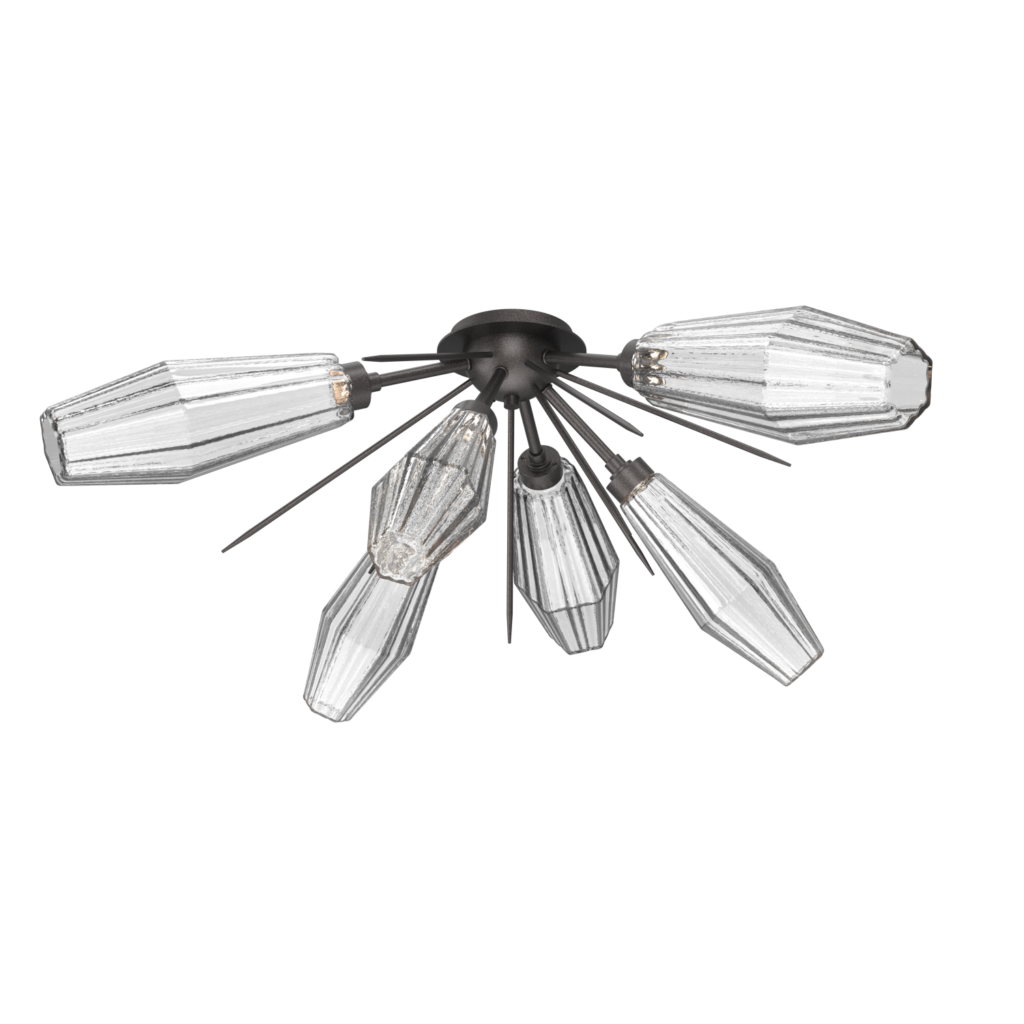 CLB0049-02-GP-RC-Hammerton-Studio-Aalto-6-light-starburst-flushmount-with-graphite-finish-and-optic-ribbed-clear-glass-shades-and-LED-lamping