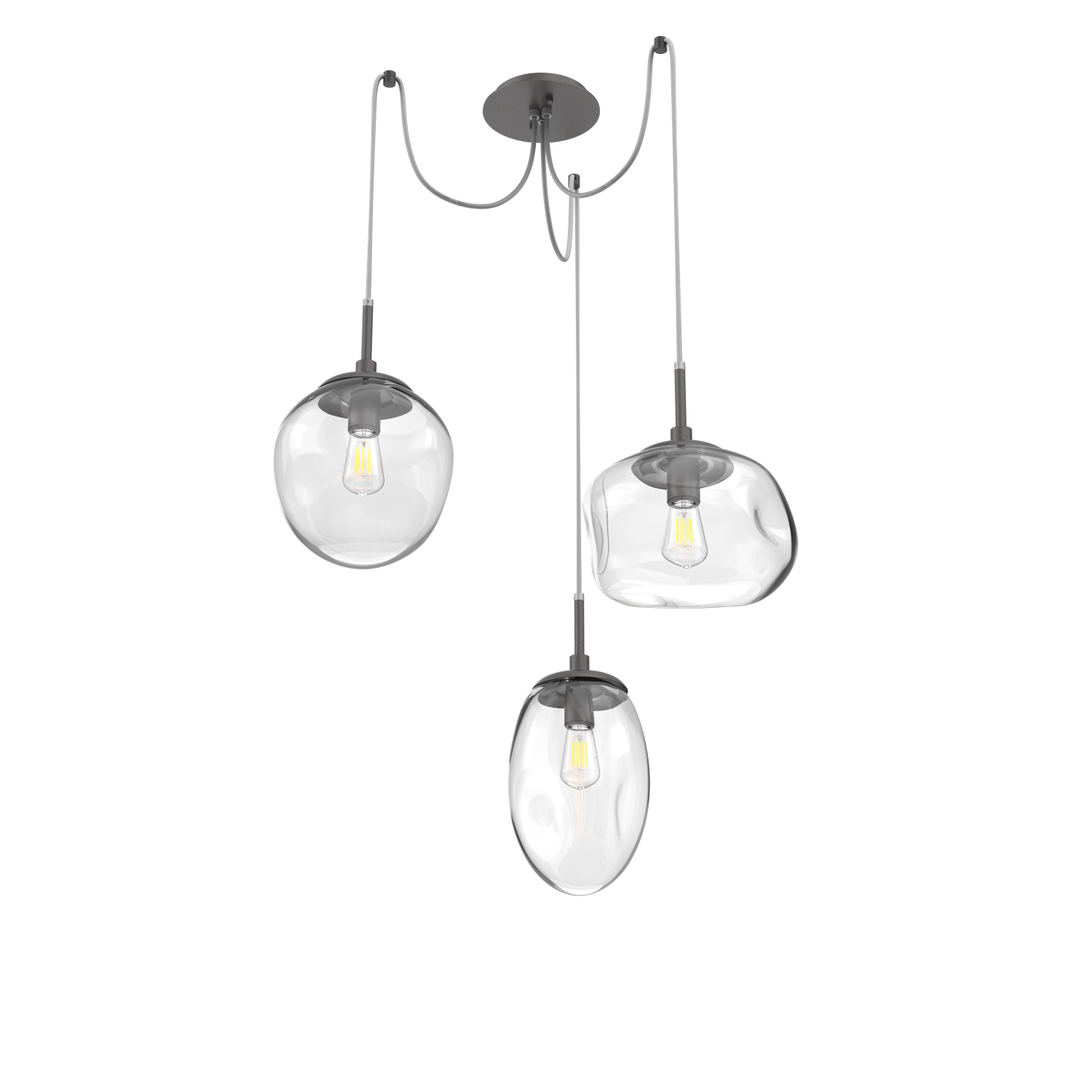 SCB0065-03-GP-C-Hammerton-Studio-Nebula-Cosmos-3-light-swag-multi-pendant-chandelier-with-graphite-finish-and-clear-blown-glass-shades-and-traditional-bulb-lamping