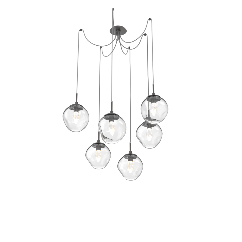 SCB0066-06-GP-GC-Hammerton-Studio-Nebula-Aster-6-light-swag-multi-pendant-chandelier-graphite-finish-clear-blown-glass-geo-clear-cast-glass-diffusers-LED-lamping