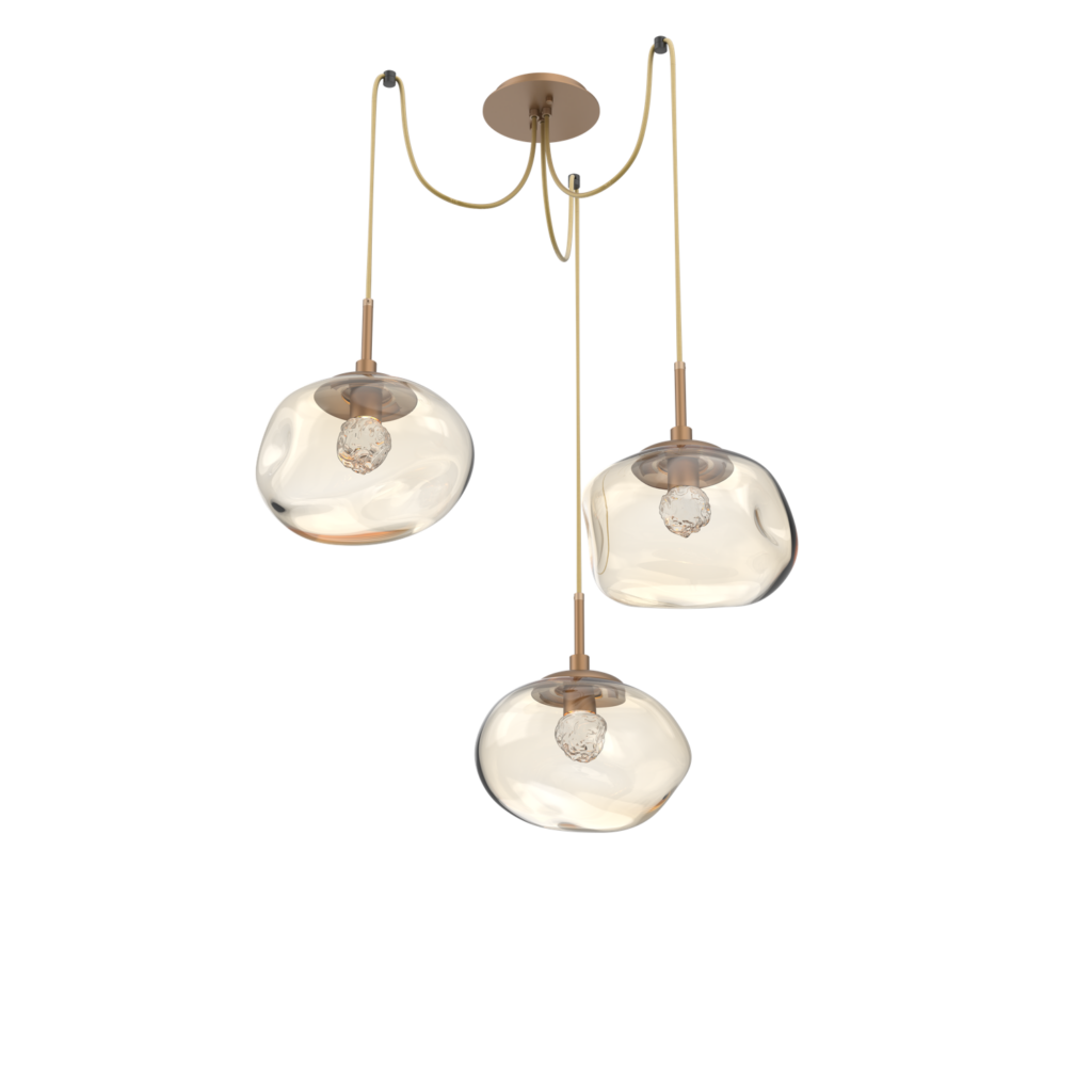 SCB0068-03-NB-FA-Hammerton-Studio-Nebula-Nova-3-light-swag-multi-pendant-chandelier-novel-brass-finish-amber-blown-glass-floret-clear-cast-glass-diffusers-LED-lamping