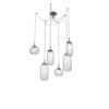 SCB0091-06-GP-C-Hammerton-Studio-Vessel-6-light-swag-multi-pendant-chandelier-with-graphite-finish-and-clear-blown-glass-shades-and-LED-lamping