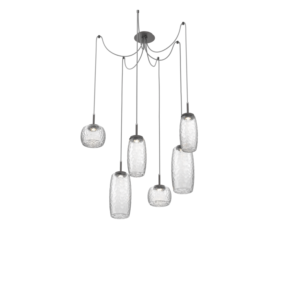 SCB0091-06-GP-C-Hammerton-Studio-Vessel-6-light-swag-multi-pendant-chandelier-with-graphite-finish-and-clear-blown-glass-shades-and-LED-lamping