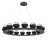 CHB0093-0D-FB-C-BM-Hammerton-Studio-Cabochon-48-inch-platform-ring-chandelier-flat-bronze-finish-clear-blown-glass-shades-black-marble-stone-accent-LED-lamping