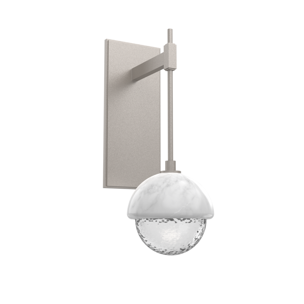 IDB0093-01-BS-C-WM-Hammerton-Studio-Cabochon-tempo-wall-sconce-beige-silver-finish-clear-blown-glass-shades-white-marble-stone-accent-LED-lamping