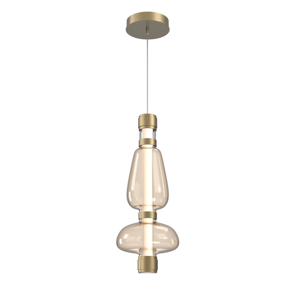 LAB0094-02-GB-A-Hammerton-Studio-Bolla-mandrel-pendant-with-gilded-brass-finish-and-amber-blown-glass-shades-and-LED-lamping